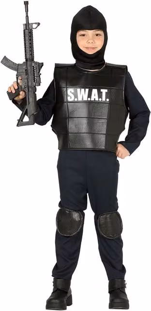 Fiestas Guirca Boys SWAT Police Costume Set, Black, Age 10-12 Years
