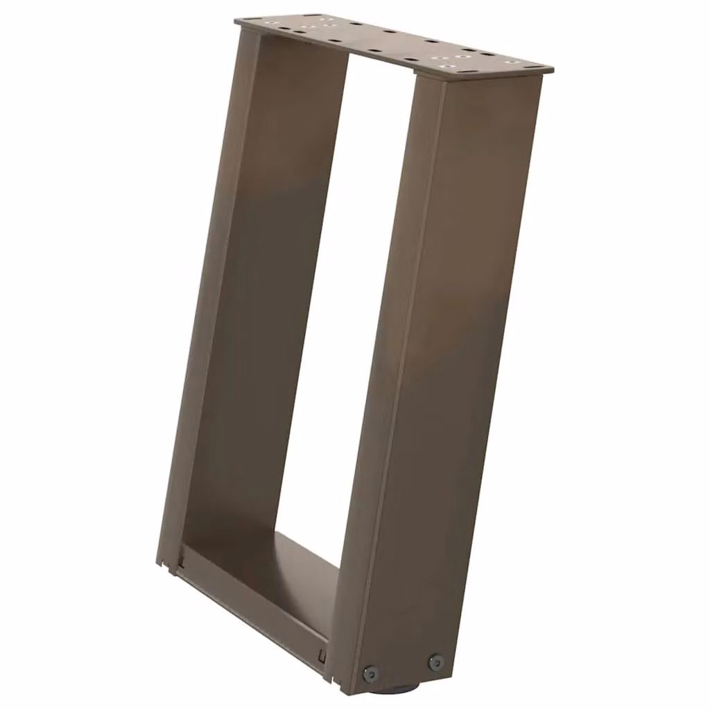 Berkfield Home U-Shaped Coffee Table Legs, 2 Pieces, Brown Steel, H: 38 cm, W: 42.5 cm – 2