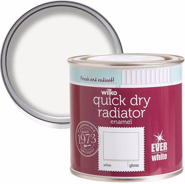 wilko Quick Dry Gloss Radiator Enamel, White, 250ml