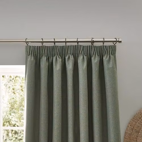 Riva Home Dawn Thermal Blackout Pencil Pleat Curtains, Green, Width: 168 cm, Drop: 183 cm – 2