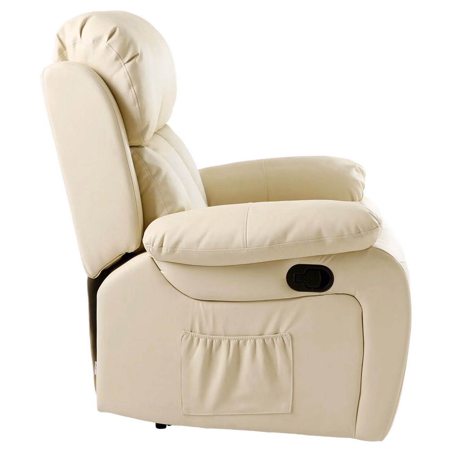 More4Homes Chester Cream Bonded Leather Manual Recliner Chair with Heat and Massage – 2