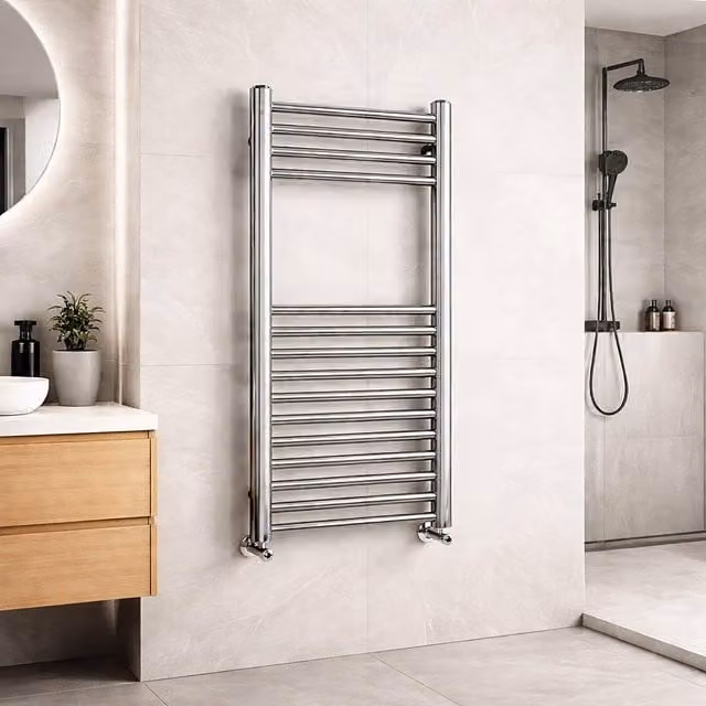 Lux Heat Chrome Ladder Towel Radiator, Silver, W: 40 cm, H: 80 cm