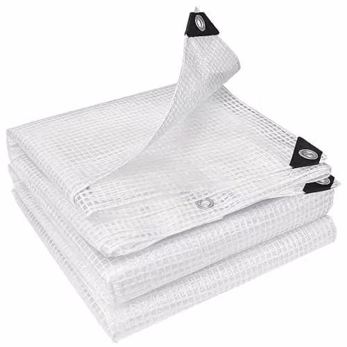Outsunny Waterproof Heavy Duty PE Tarpaulin, White, W: 3 m, L: 5 m – 1