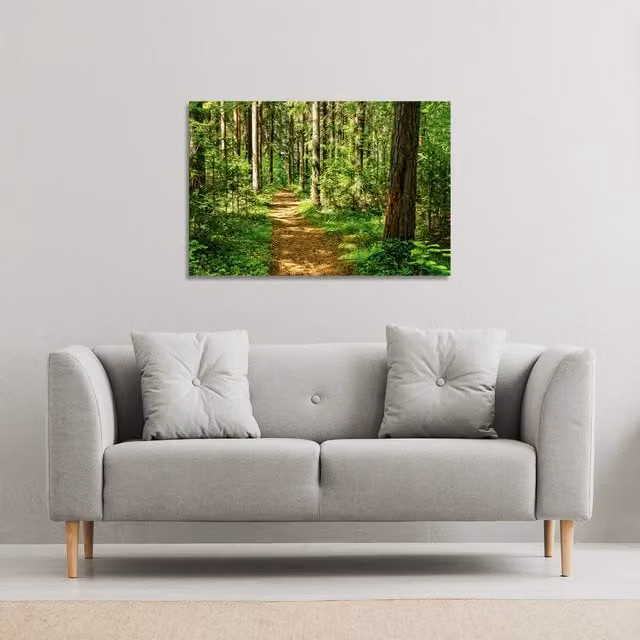 Benjamin Tate Design LTD Woodland Path Nature Landscape Canvas Print, Green, W: 31 cm, H: 46 cm