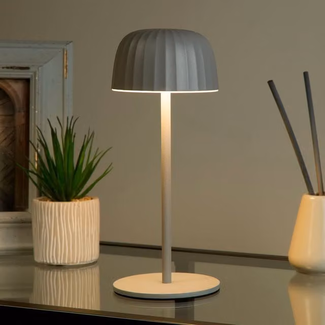 Lighting Collection Ella Outdoor Rechargeable LED Table Lamp in Grey