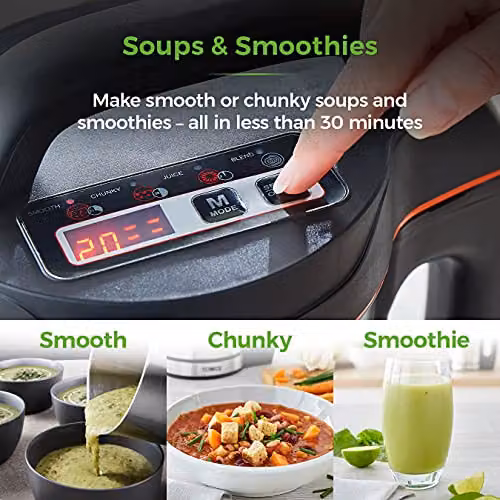 Tower T12031 Soup and Smoothie Maker with Intelligent Control System, 1000W, 1.6 l, Silver Stainless Steel – 3