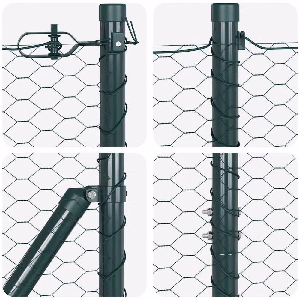Berkfield Home Green Powder-Coated Steel Hexagon Fence, H: 1.5 m x W: 100 m – 4