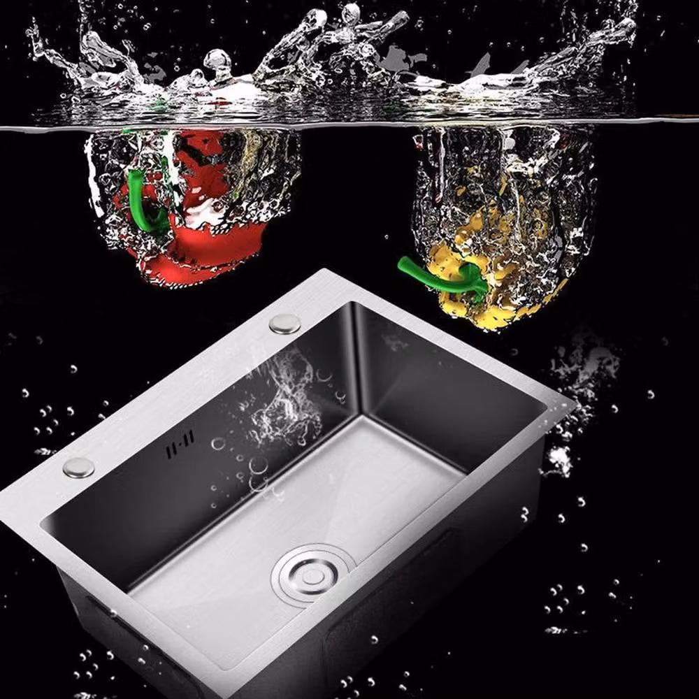 Kelvenix Large Single Bowl Square Stainless Steel Sink in Silver, W: 1000 cm, D: 52 cm – 3