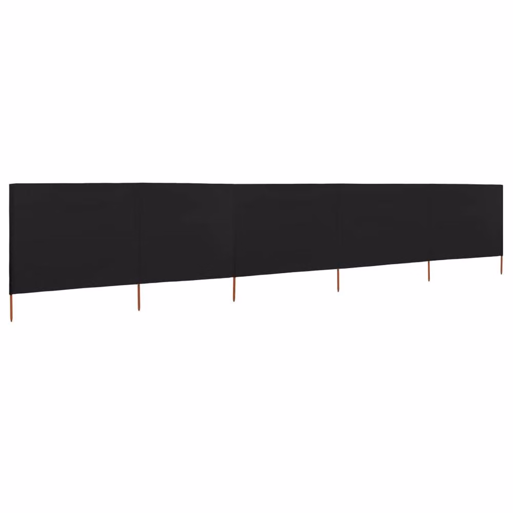 Berkfield Home 5-Panel Fabric Wind Screen, Black, W: 600 cm, H: 160 cm – 2