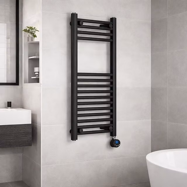 Lux Heat Black Metal Ladder Towel Radiator H 800mm x W 400mm