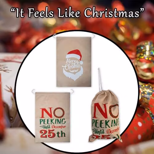 VFM e-Store Christmas Santa Sack in Assorted Multicolour Designs, W 70 cm x H 50 cm – 5