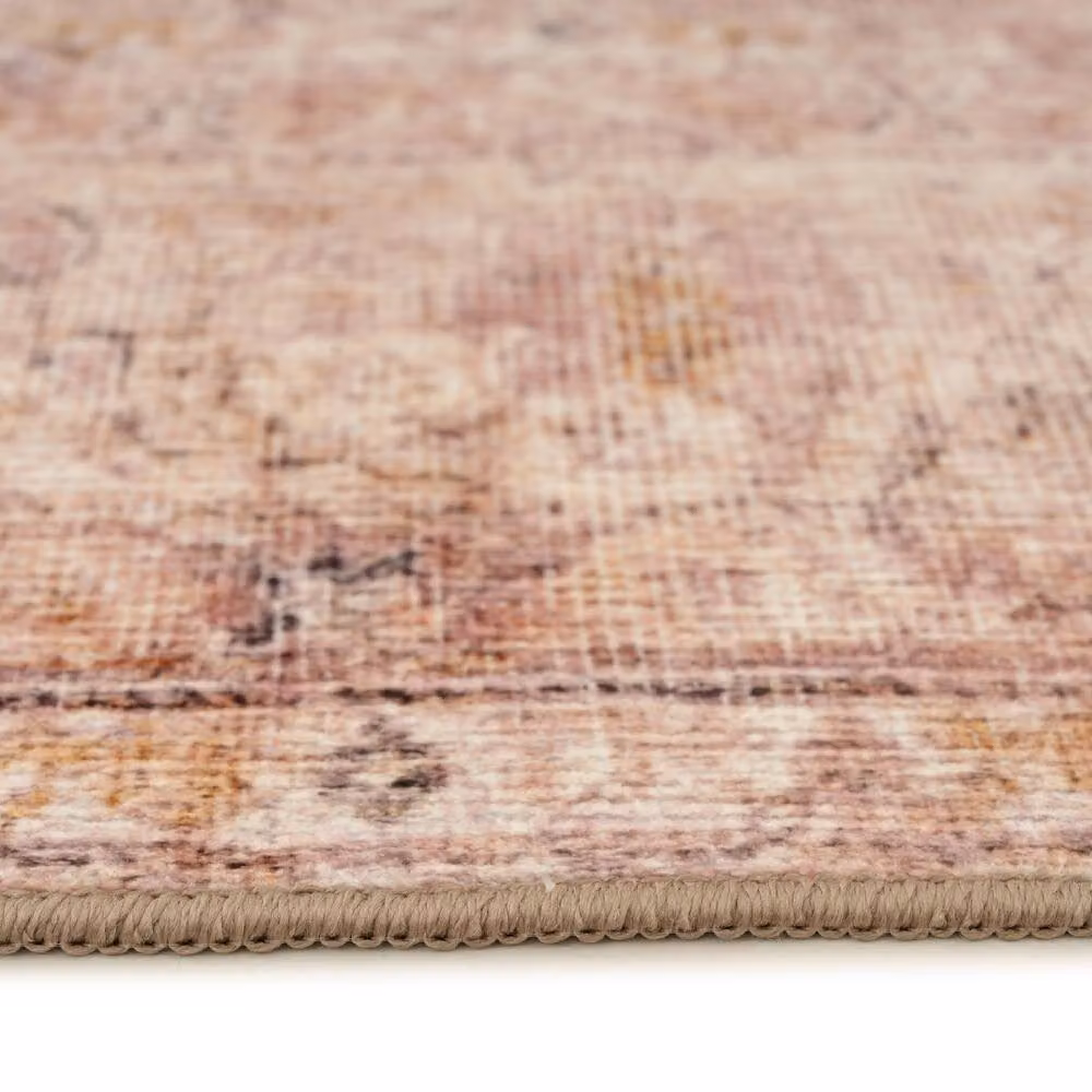 Kukoon Pink Floral Medallion Distressed Machine Washable Living Room Area Rug, W/D/H: 170 x 120 cm – 4