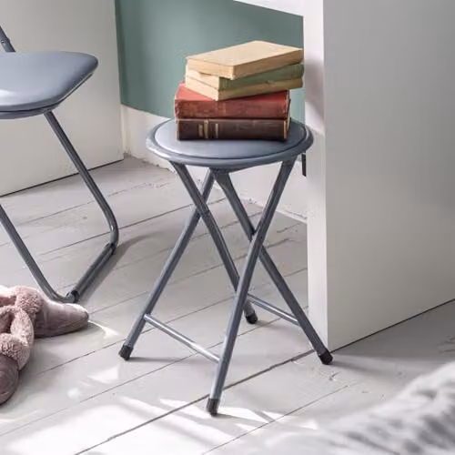 Harbour Housewares Grey Padded Folding Stools, Pack of 4 – 2