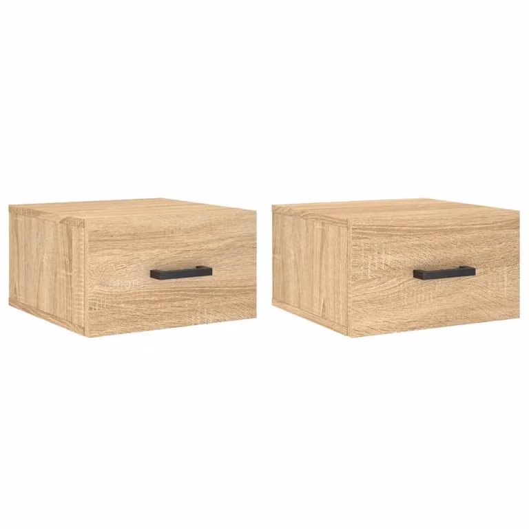 Berkfield Home Set of 2 Wall-mounted Bedside Cabinets in Sonoma Oak Brown, W/D/H: 35 x 35 x 20 cm