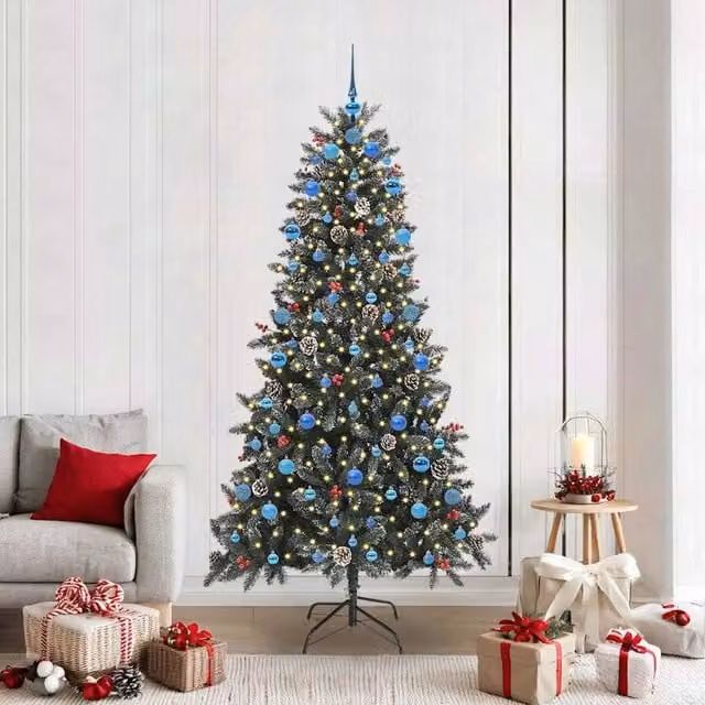 Berkfield Home Artificial Christmas Tree in Green with Stand, W/D/H: 114 x 114 x 210 cm – 1