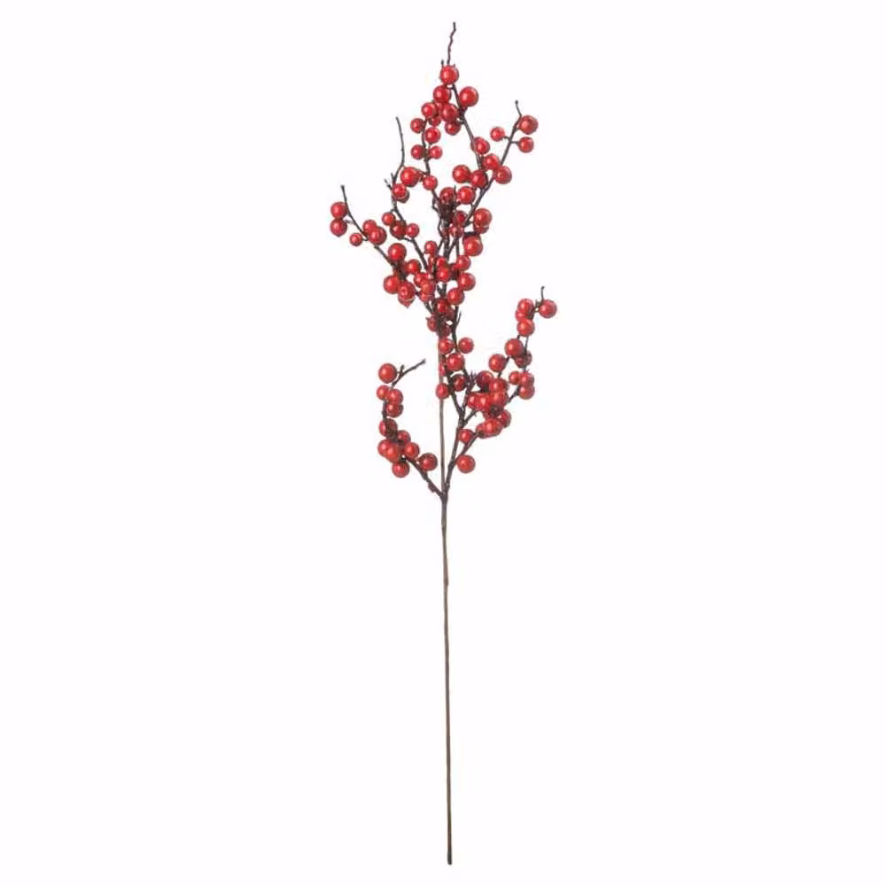 Lemon Pavilion Medium Festive Berry Pick Artificial Plant in Red, Brown and Multicolour, W12 x D5 x H66 cm – 2