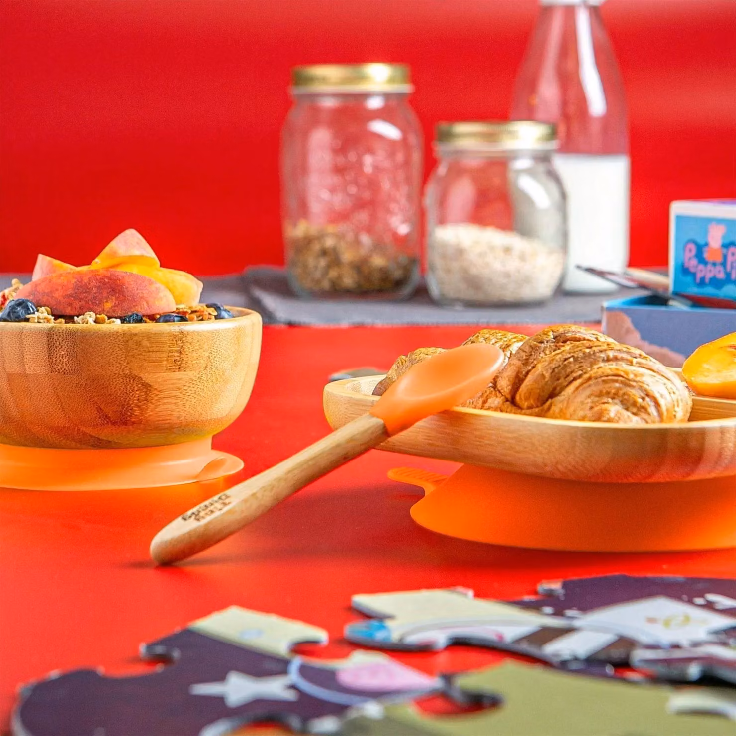 Tiny Dining Bamboo and Silicone Training Spoon in Orange – 3