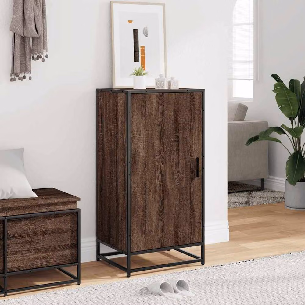 Berkfield Home Industrial Shoe Rack in Brown Oak, W/D/H: 48 x 38 x 97.5 cm – 3
