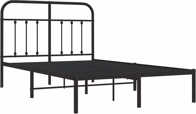 Berkfield Home Metal Bed Frame with Headboard in Black, W/D/H: 120 x 200 cm