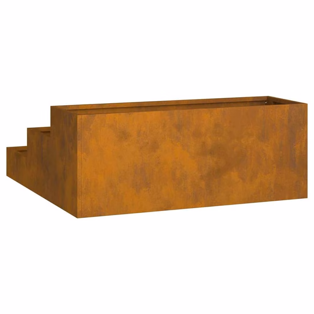 Berkfield Home 3-Tier Modern Garden Planter Tub in Brown and Multicolour Steel, W/D/H: 90 x 90 x 35 cm – 4