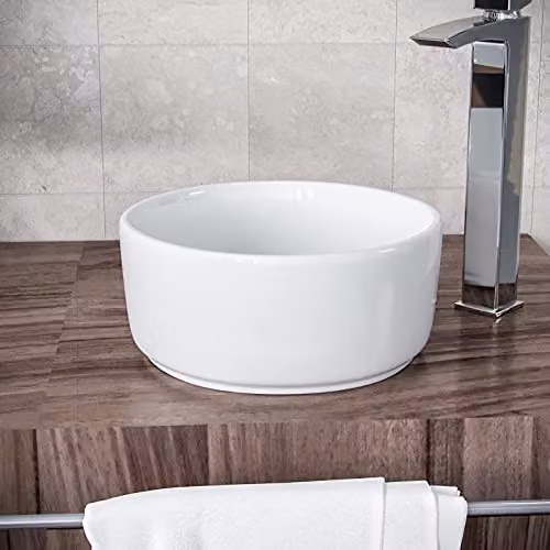 Nes Home Etive Round Ceramic Countertop Cloakroom Basin Bowl, White, Diameter: 31 cm – 2