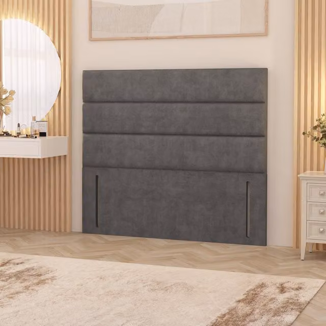 Horizona Silver Plush Velvet Floor Standing Upholstered Headboard for Double Beds