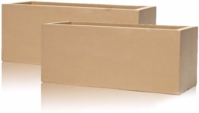 Primrose Fibrecotta Sand Rectangular Trough Planter Set of 2, Yellow, 80cm