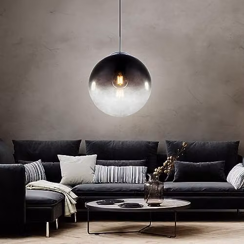 Netlighting Varus Sphere Design Pendant Light with Grey Glass Shade and Chrome Finish, W/D/H: 30 x 30 x 30 cm – 4