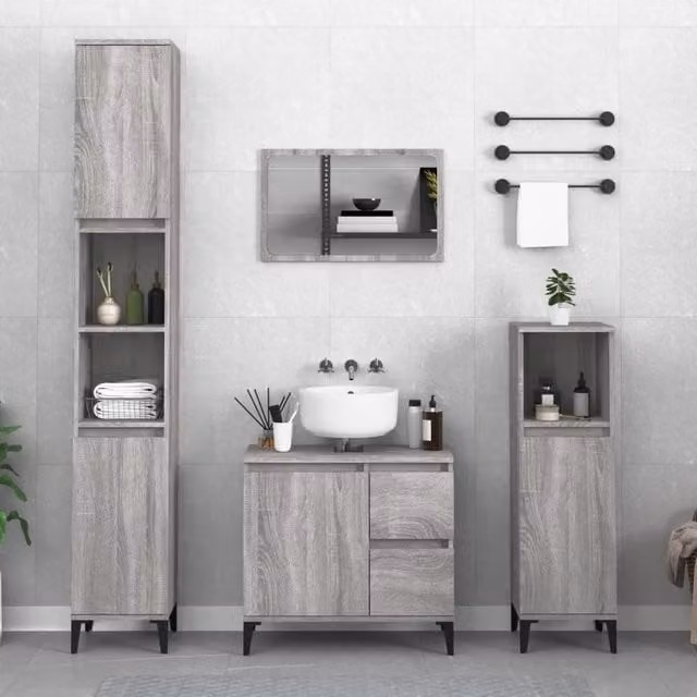 Berkfield Home Grey Sonoma Bathroom Cabinet W/D/H: 30 x 30 x 190 cm