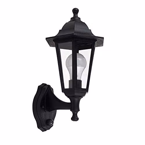 ValueLights Mayfair Black Classic Outdoor Wall Lantern with Dusk and Motion Sensors – 4