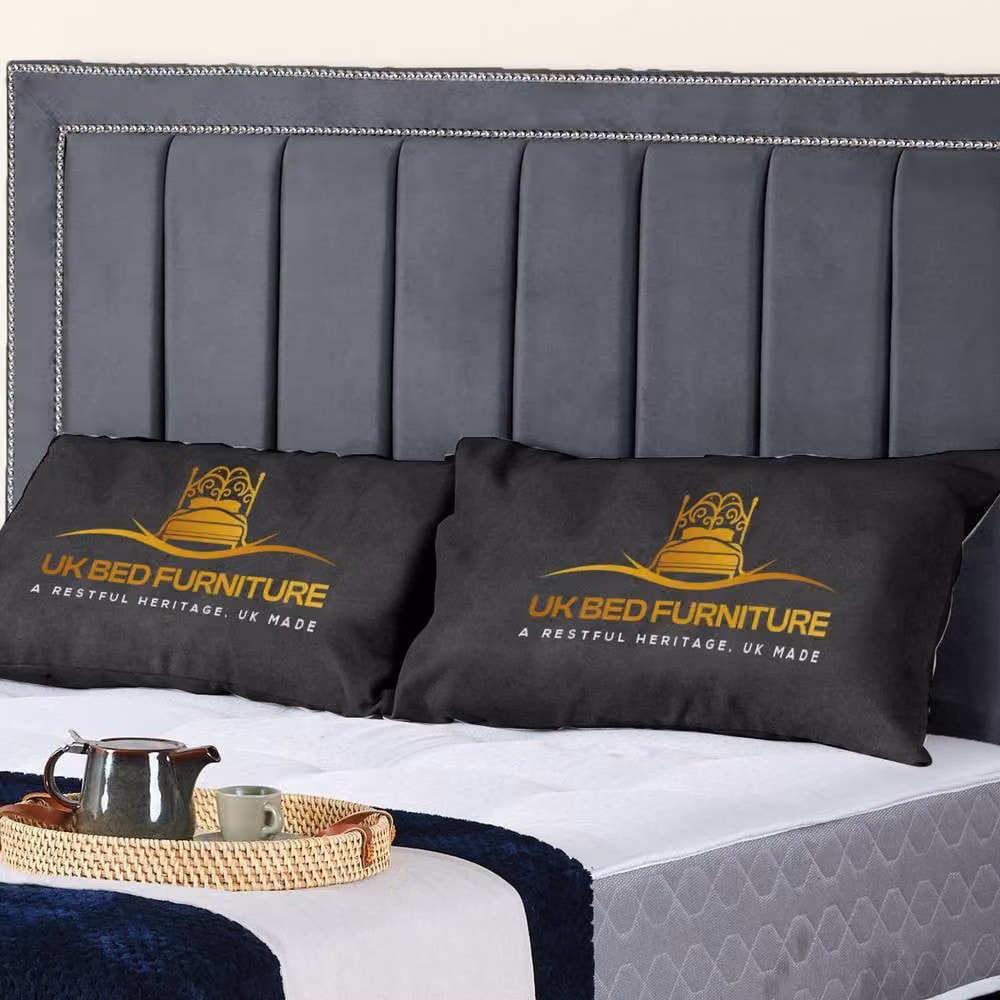 UK Bed Furniture Fiona Upholstered Slatted Base Bed in Anthracite Grey, W/D/H: 140 x 200 cm – 2