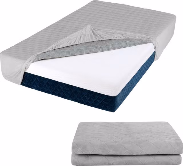 COSTWAY Luxury Super Soft Velvet Mattress Topper in Grey, Single Size