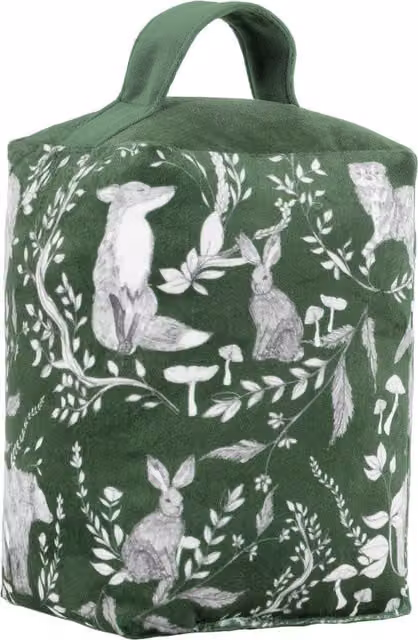 Make it a Home Buckthorn Woodland Floral Velvet Doorstop in Green