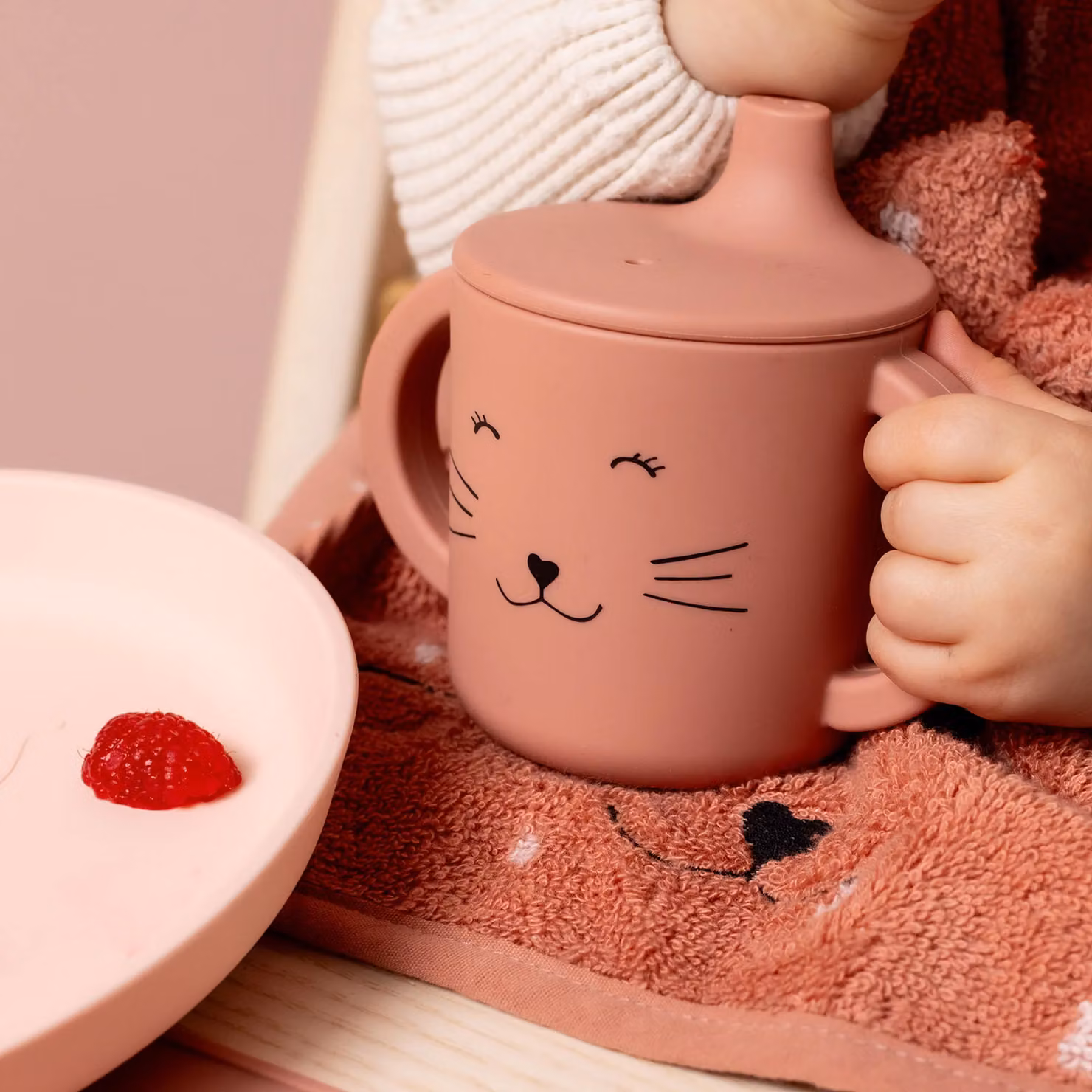 Trixie Silicone Sippy Cup with Lid, Mrs. Cat, Pink – 2