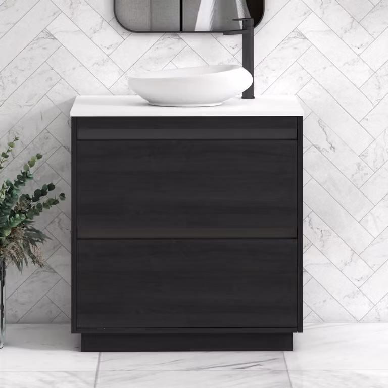 Royal Bathrooms Orion 800mm Hale Floor Standing Vanity Unit with Nova Basin and Black Accent Trim in Plain White