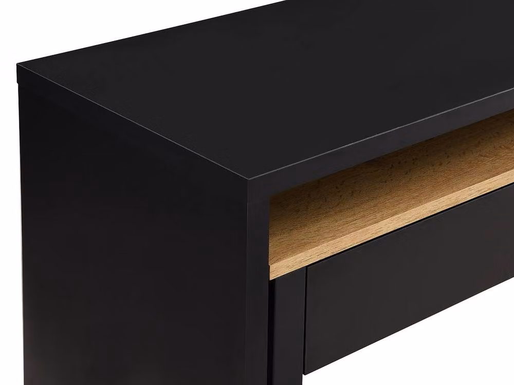LOAVIA Extendable Console Desk with 2 Drawers in Black and Natural, W/D/H: 100 x 40 x 75 cm – 4
