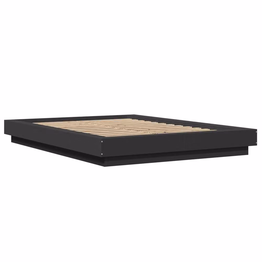Berkfield Home Modern Bed Frame with LED Under-Bed Lighting and USB Charging Port in Black, W/D/H: 120 x 190 cm – 3