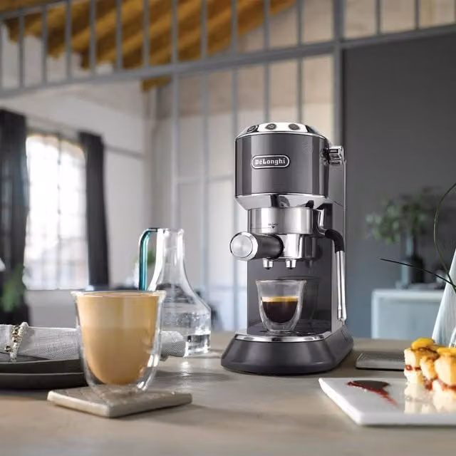 DeLonghi Dedica Arte Manual Coffee Machine with Thermoblock and Steam Wand, Grey Stainless Steel