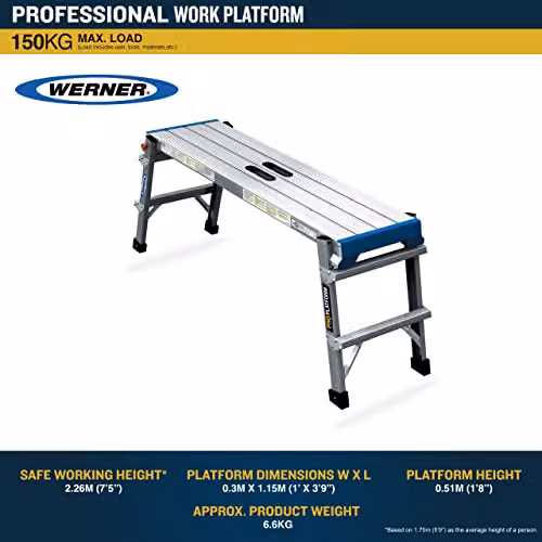Werner Compact PRO Foldable Platform Ladder with Handle in Silver – 3