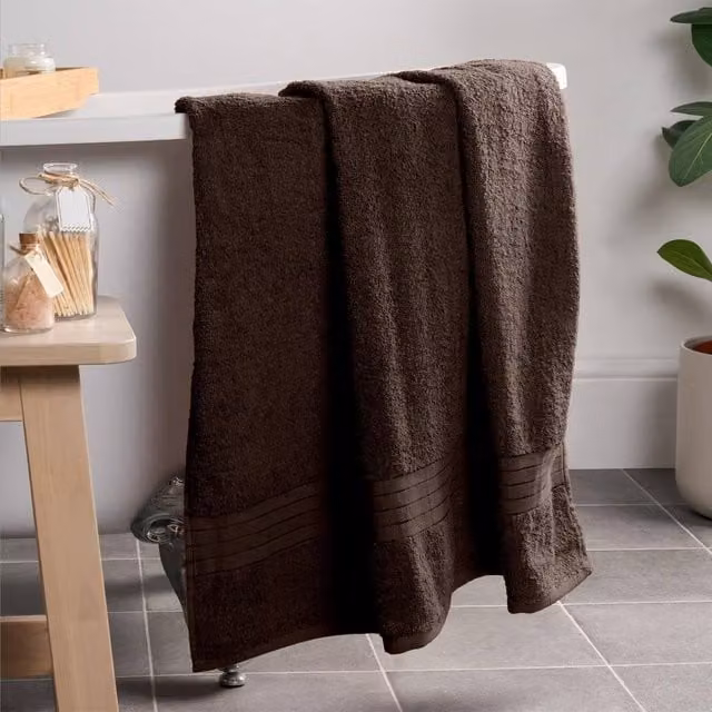 OHS Luxury Fluffy 100% Cotton Bath Sheet in Brown