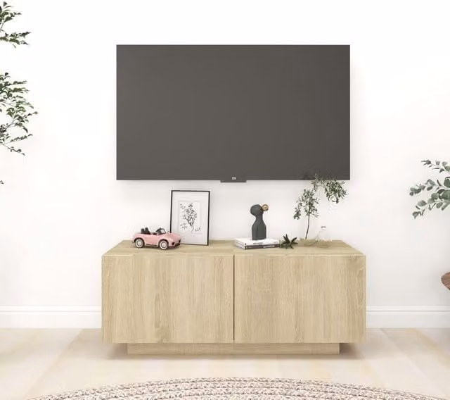 Berkfield Home Sonoma Oak TV Cabinet in Brown and Beige, W/D/H: 100 x 35 x 40 cm