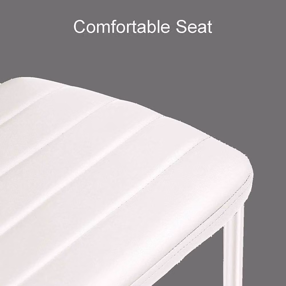 Kosy Koala Black Glossy Glass Rectangular Dining Table with 6 White Faux Leather Chairs, W/D/H: 180 x 70 x 75 cm – 2