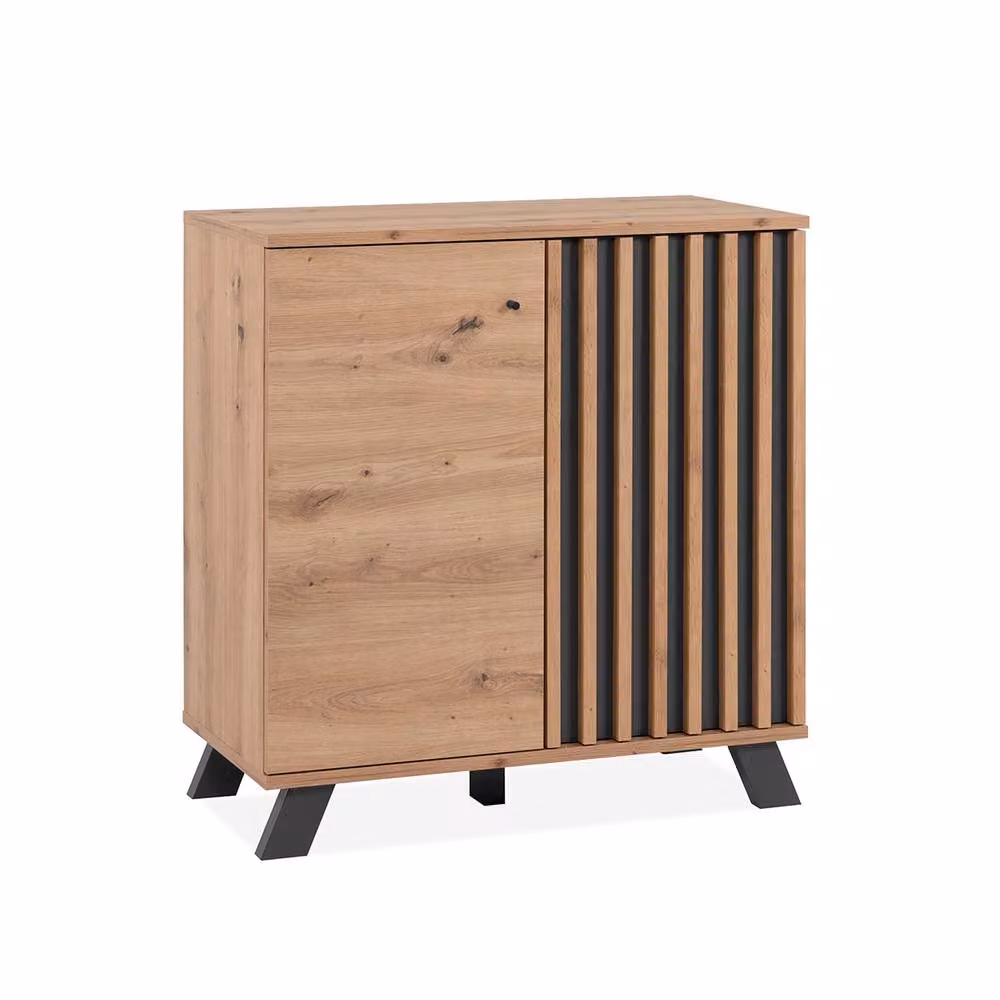 CALICOSY LUBLIN 2-Door Modern Sideboard in Light Brown Artisan Oak Decor, W: 80 cm, H: 85 cm, D: 40 cm – 3