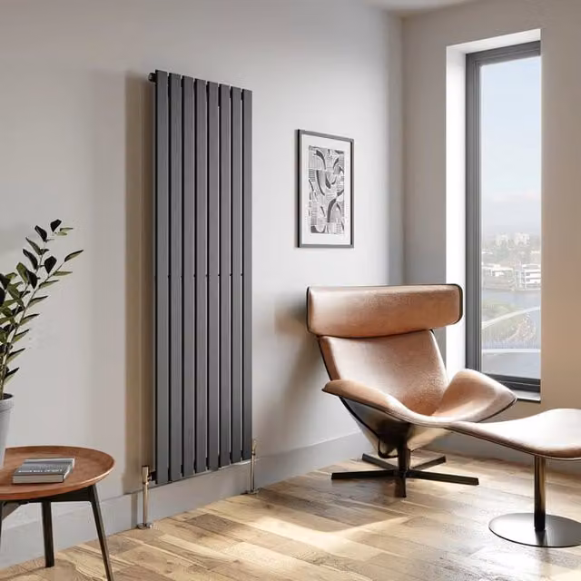 Temprazo Horizontal Single Flat Panel Designer Radiator in Anthracite Grey, W/H: 760 x 605 mm
