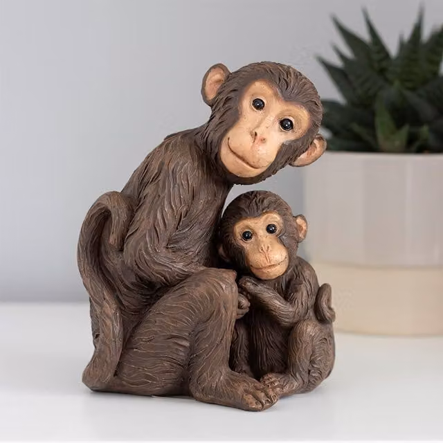 Something Different Monkey Mother and Child Ornament in Brown