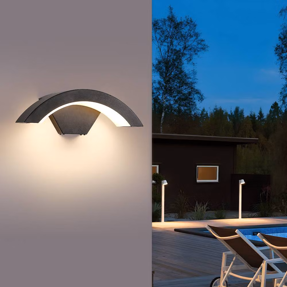 Pheashine U-Shaped LED Outdoor Wall Light, 24W Warm White, Black Aluminium Waterproof Up and Down Light – 2