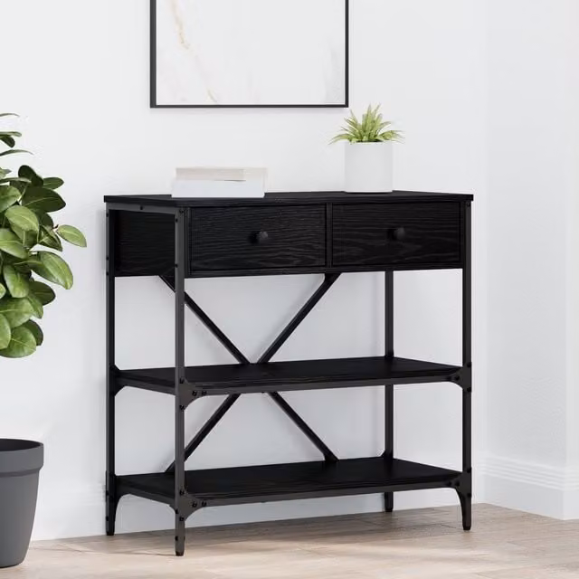 Berkfield Modern Black Oak Console Table, W/D/H: 75 x 34.5 x 75 cm
