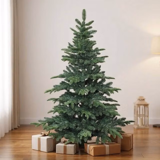 STILVORA 5ft Green Artificial Christmas Tree with Hinged Branches, Height: 152.4 cm, Width: 107 cm
