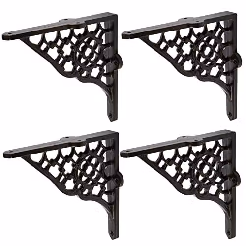 Hammer and Tongs Honeycomb Iron Wall Mounted Shelf Brackets, Matt Black, Pack of 4