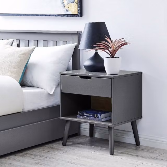 FurnitureboxUK Alma Bedside Table in Grey
